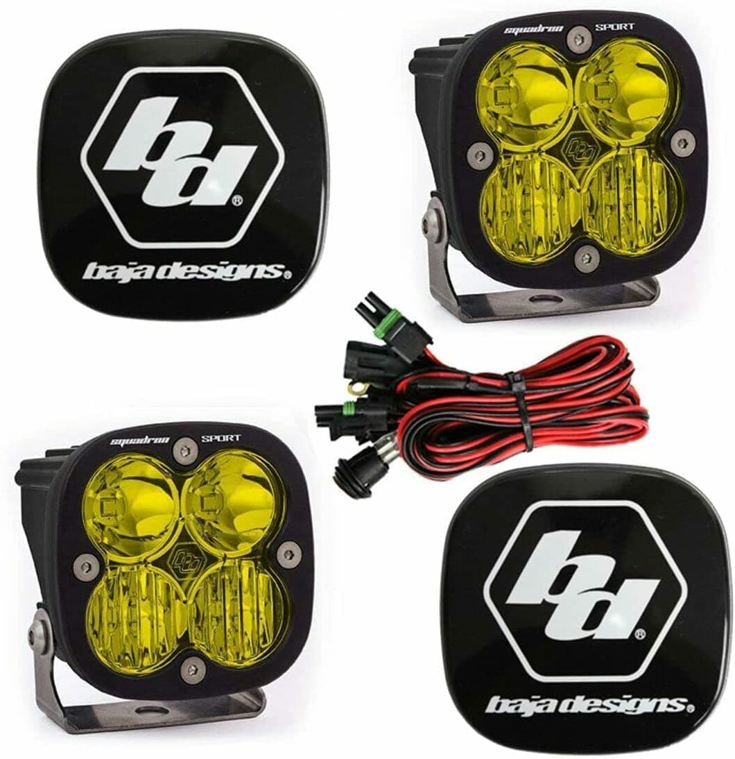 Baja Designs Squadron Pro LED Pair Driving/Combo Amber Light Kit & Rock Guards