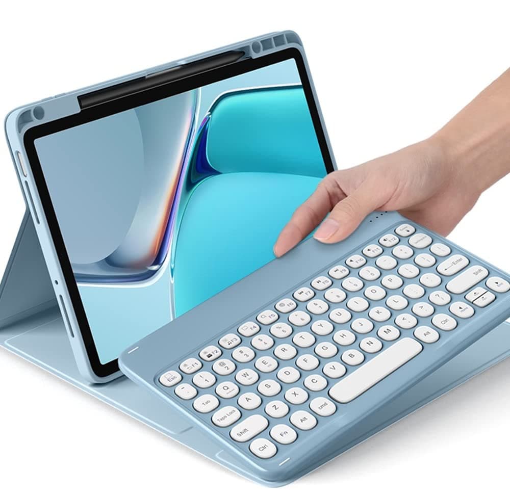 KMXDDiPad Air 5th 4th Generation Keyboard Case iPad Pro 11 3rd 2nd Gen Keyboard - Round Key Cap - Detachable Bluetooth Wireless Keyboard Cover (Pink)