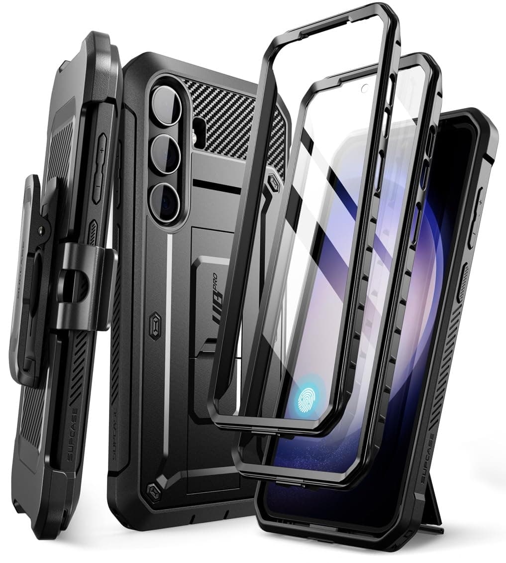 SUPCASE Unicorn Beetle Pro for Samsung Galaxy S24 Plus Case with Stand [2 Front Frames] [Built-in Screen Protector & Belt-Clip] [Military-Grade Protection] Phone Case for Galaxy S24 Plus, Black