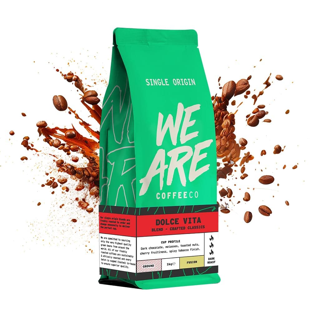 We Are Coffee Co - Dolce Vita Blend - Single Origin Blend Ground Coffee For Cafetiere 1kg | Dark Roast | 100% Arabica | Freshly Roasted in the UK
