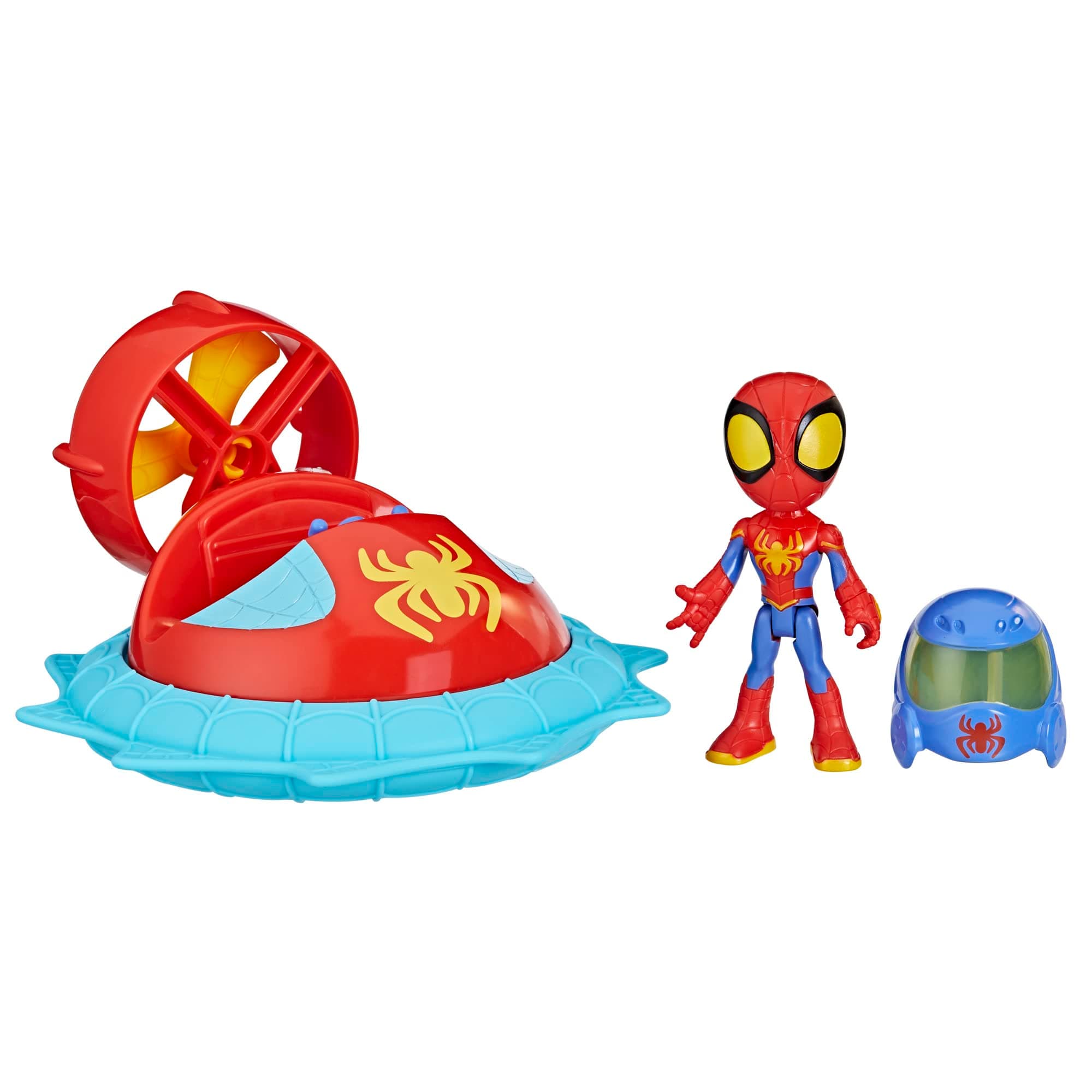 Marvel Web-Spinners Spidey with Hover Spinner, Car Playset with Vehicle, 4-Inch Scale Action Figure and Accessory, Toy Cars for Kids 3 and Up