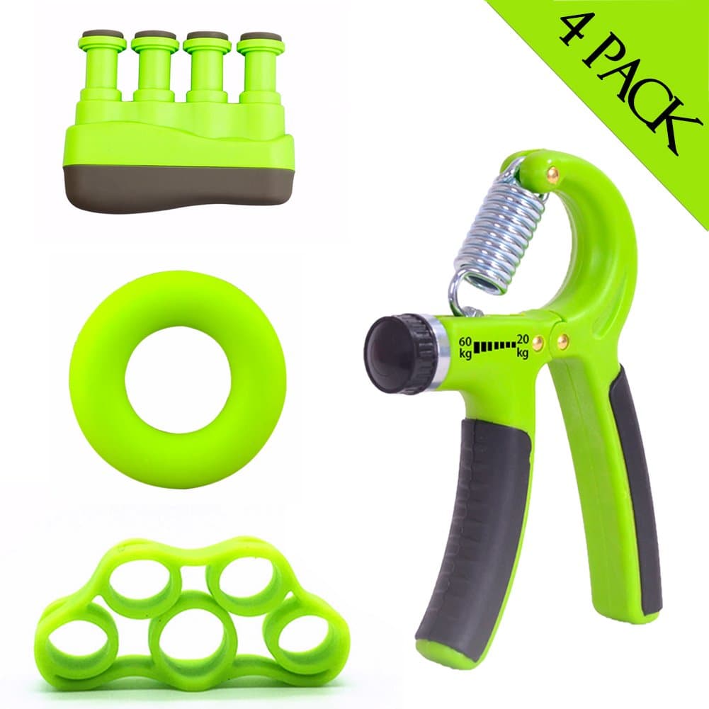 Hand & Finger Grip Strengthener Workout Kit – Includes Finger Extensor Resistance Bands, Squeeze Rings, Finger Exerciser And Finger Stretcher