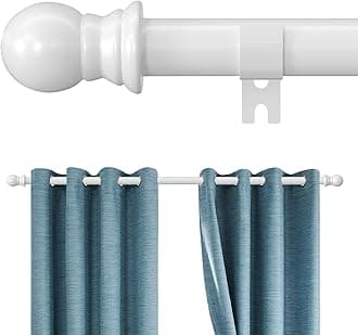 Extra Long Curtain Rods 120-inch to 170-inch/200-inch, Heavy Duty 1 inch Curtain Rods for Windows Easy Install, Adjustable Metal Thick Drapery Rod for Bedroom, Patio, Living Room, White