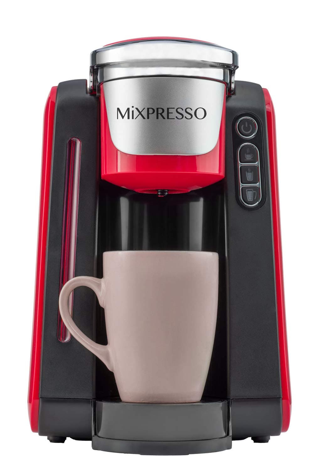 MixpressoSingle Serve K-Cup Coffee Maker | Compatible With 1.0 & 2.0 K-Cup Pods | Removable 45oz Water Tank | Quick Brewing with Auto Shut-Off | One Touch Function (Red/Black Combination)