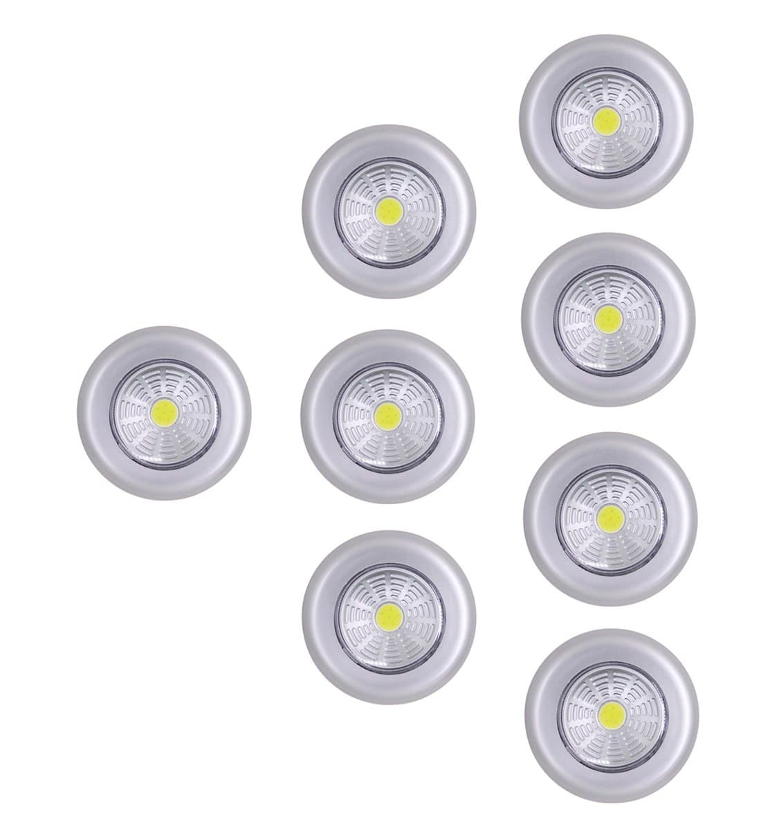 UOTOO Bright Tap Light, Cob Led Push Light, Battery Powered Stick on Click Night Light for Closet, Cabinet, Shed, Attic, RV, Emergency 8-Pack