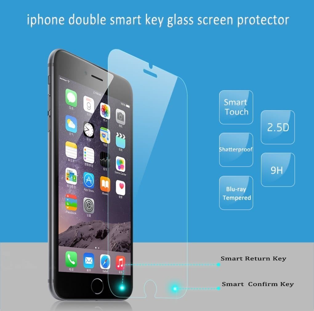 iPhone 6 iphone 6S Tempered Glass Screen Protector Smart [Return Key] & [Confirm Key] Single Hand Operation,HD Anti-Scratch Anti-Fingerprint iPhone 6S Plus Cover (iPhone 6 PLUS Screen Protector)