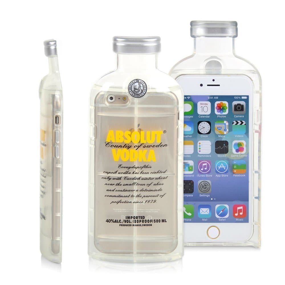 Dealspank Iphone 6 Plus Protective Case, New Absolut Vodka Bottle Design TPU Rubber Gel Transparent Cover Case for Apple Iphone 6 Plus 5.5 Inch (Yellow)+ A shinning hair bun sent randomly
