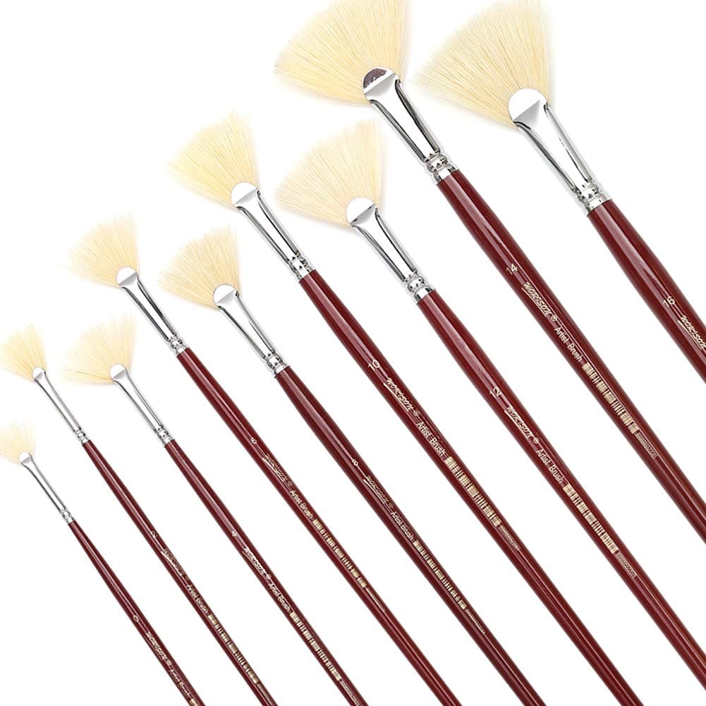 White Bristles Fan Paint Brushes