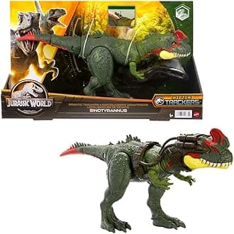 Jurassic World Gigantic Trackers Action Figure, Sinotyrannus Dinosaur Toy with Attack Motion & Tracking Gear