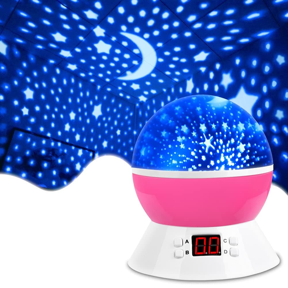 MOKOQI Snowflake Projector Night Light Indoor, Snowflake Nightlight with Timer, Star Lights Projector for Ceiling Kids Room Decor Gifts for 3-8 Year Old Girls Christmas Birthday Gift for Toddler