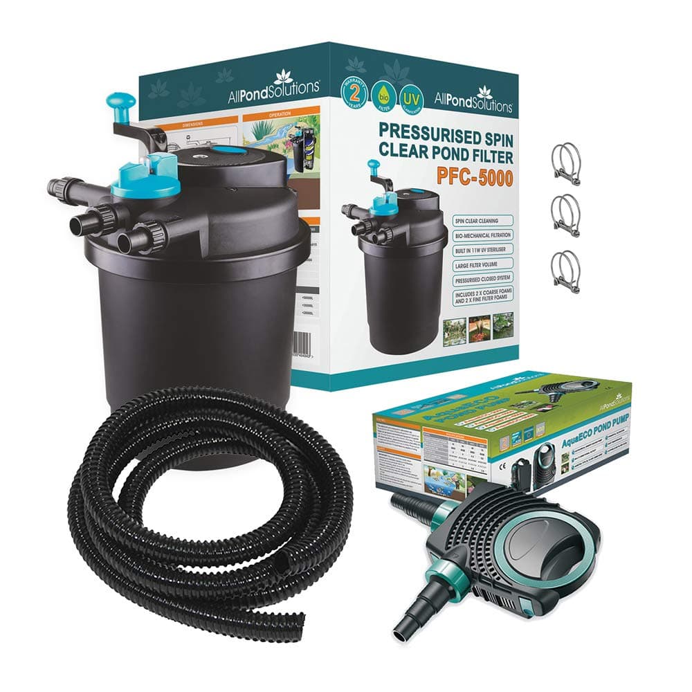 Pressurised Koi Fish Pond Filter Complete Kit with Pond Pump and UV Steriliser Light All in one - Ponds Up to 5000 litres - PFC-5000-KIT