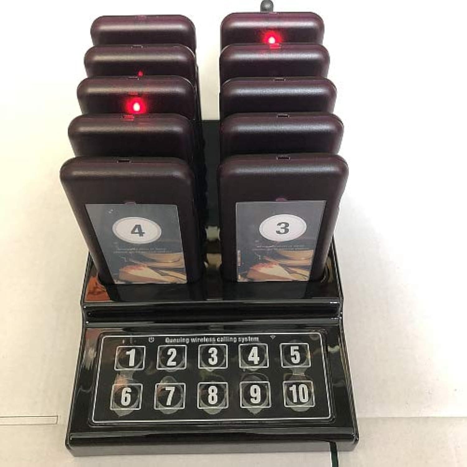 10 pager buzzers + 1 keypad caller Wireless Calling System Restaurant Paging System for Restaurant Church Food Truck Coffee Shop Office