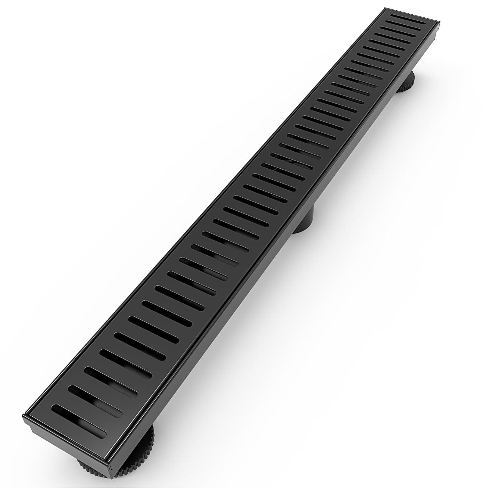 WEBANG 36 Inch Linear Shower Drain Rectangular Floor Drain with Accessories Capsule Pattern Cover Grate Removable SUS304 Stainless Steel CUPC Certified Matte Black