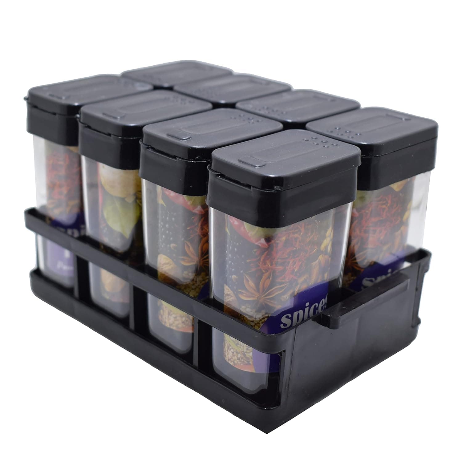 100 Ml 8 Pcs Sets Airtight Masala Box for Kitchen Spices Storage With Tray - Multi Container Easy Flow Spice Organizer