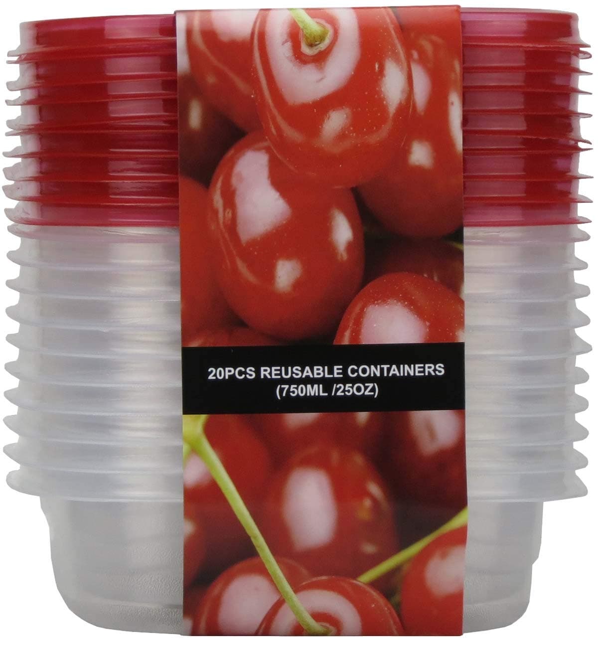 20-Piece Reusable Food Storage, Square, 25-Ounce, Assorted