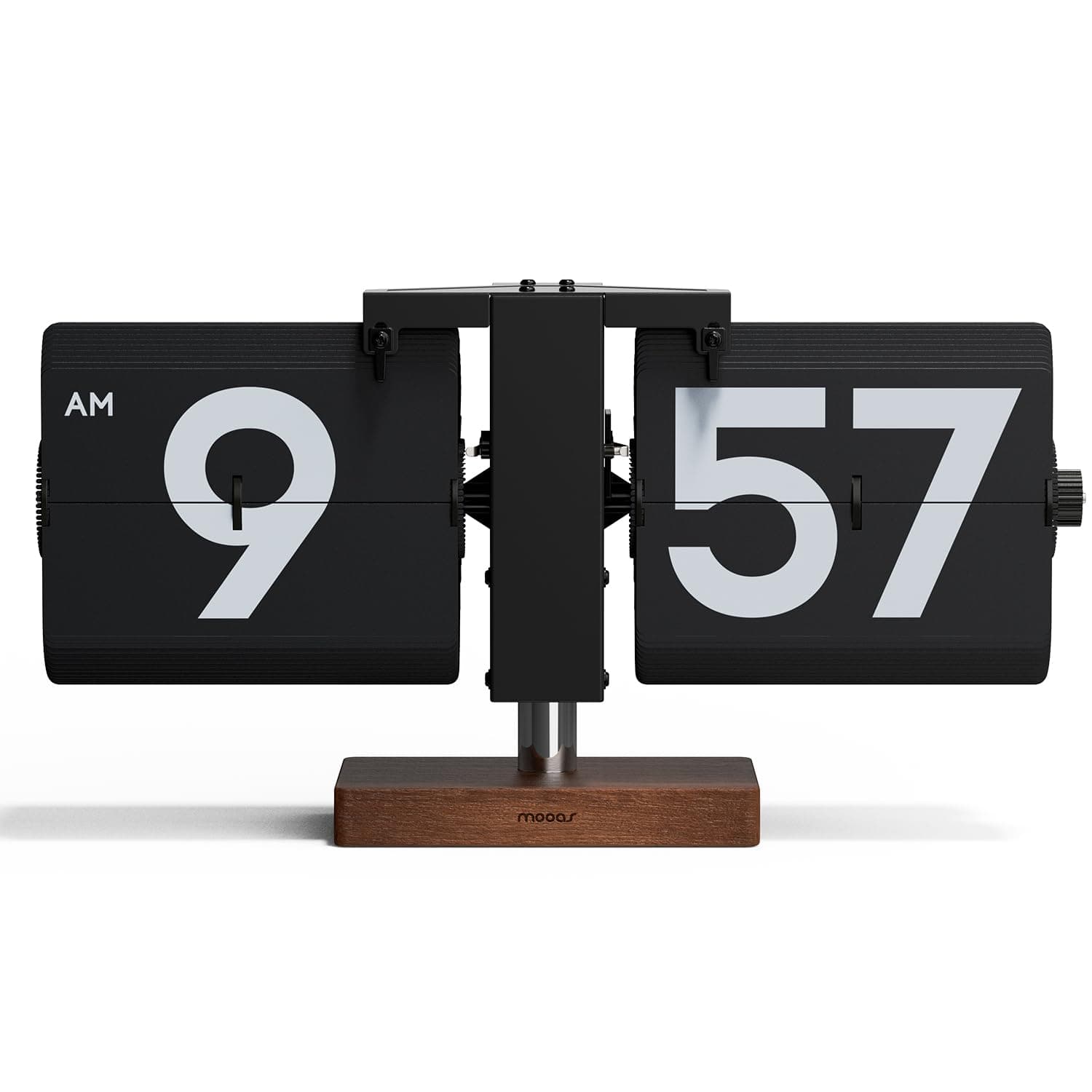 Classic Modern Wood Big Flip Clock (Black)
