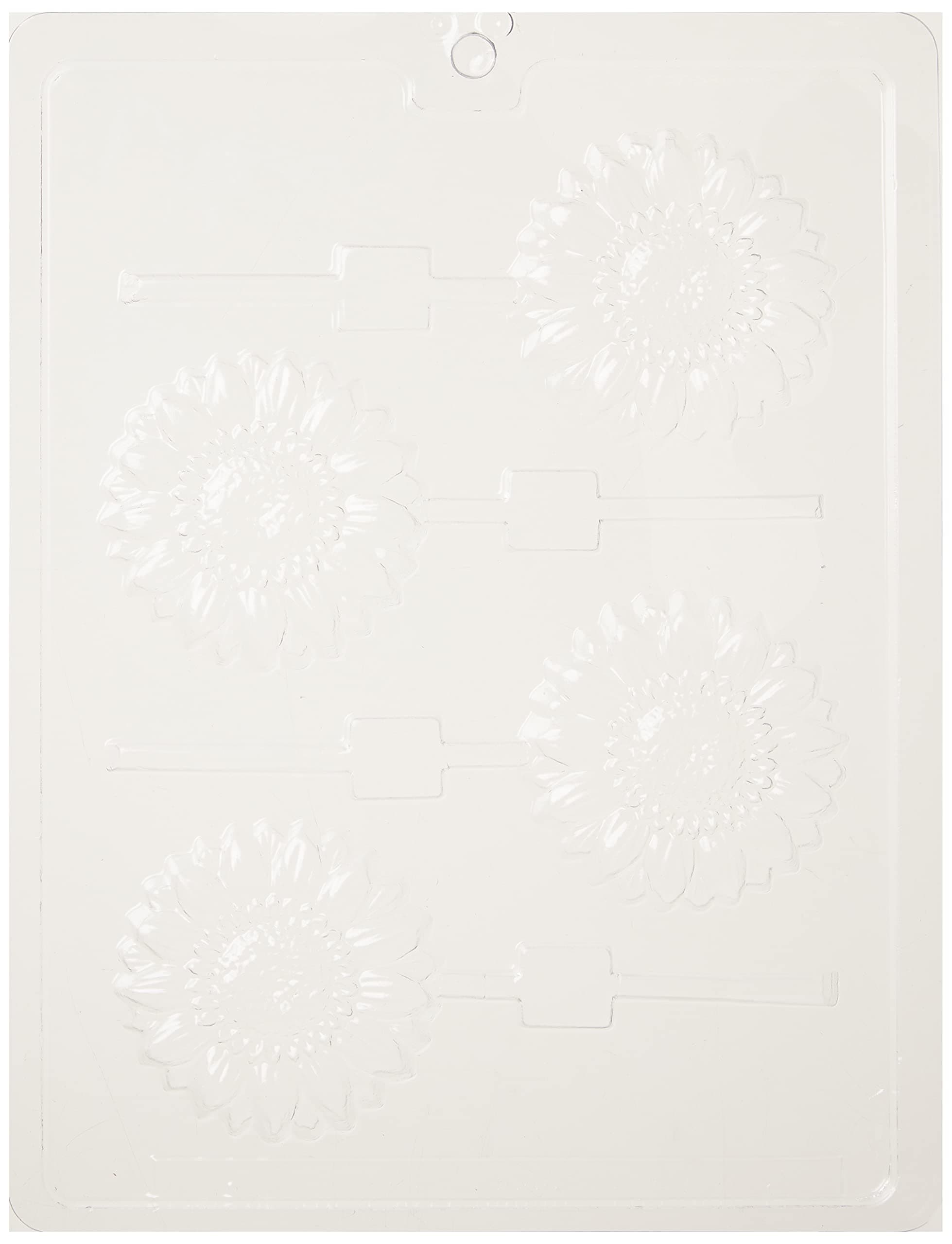 CybrTraydChocolate Candy Mold – Sunflower Pops – 4 Cavities 2-3/4” – For Candy, Cookies, Chocolate, Soap & Plaster – Includes Instructions