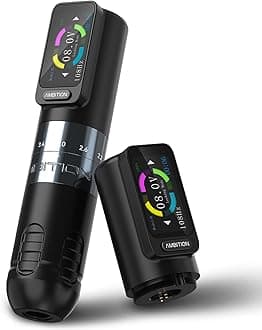 AmbitionSeher Wireless Tattoo Machine with 6 Strokes Length 2.2mm-4.2mm Rotary Tattoo Gun Cartridge Pen with 2Pcs 2400mAh Touch Buttons LED Digital Display Coreless Motor for Tattoo Artist