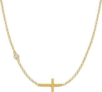 Moodear Cross Necklace for Women - Dainty 14K Gold Plated/Sterling Silver Layered Cross Pendant Simple Cute Necklaces for Women Trendy Jewelry Gifts