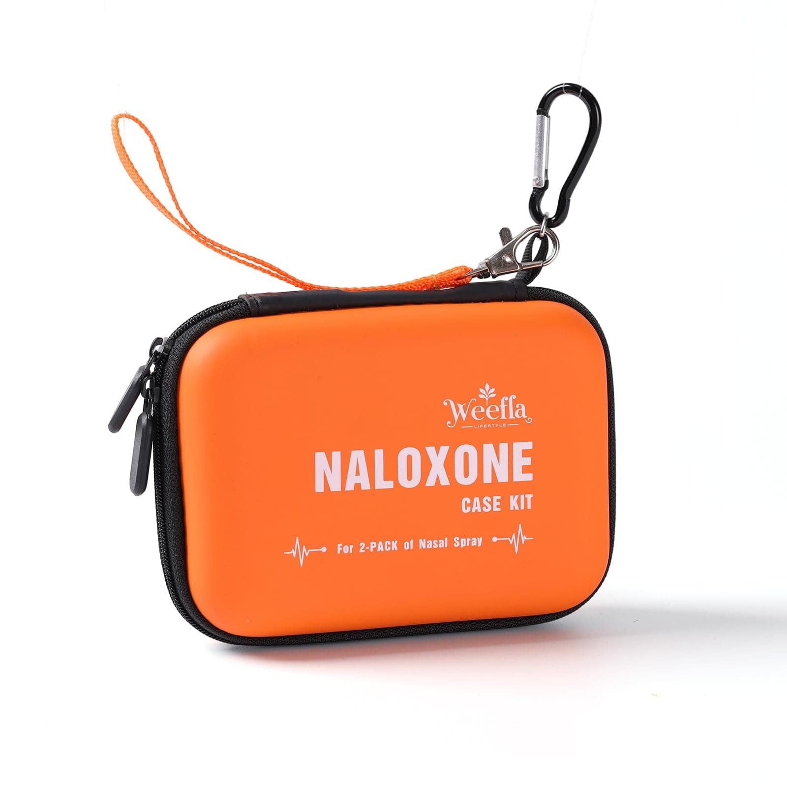 EMPTY Naloxone Carry Case Kit, Fits 2 Pack Narcan Nasal Spray, for Opioid Overdose Emergency, Hard Shell & Splash Resistant, High-Visibility Orange, First Responder & Daily Use (No Naloxone)