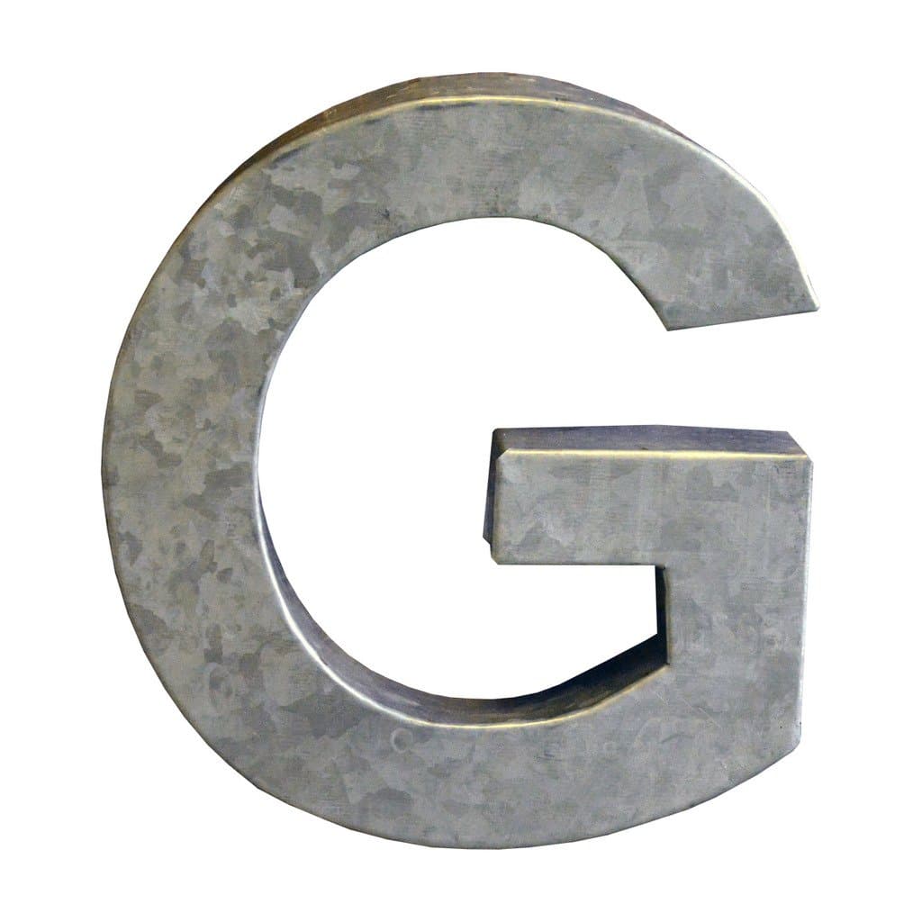 Alphabet Letter G Wall Decor, Zinc