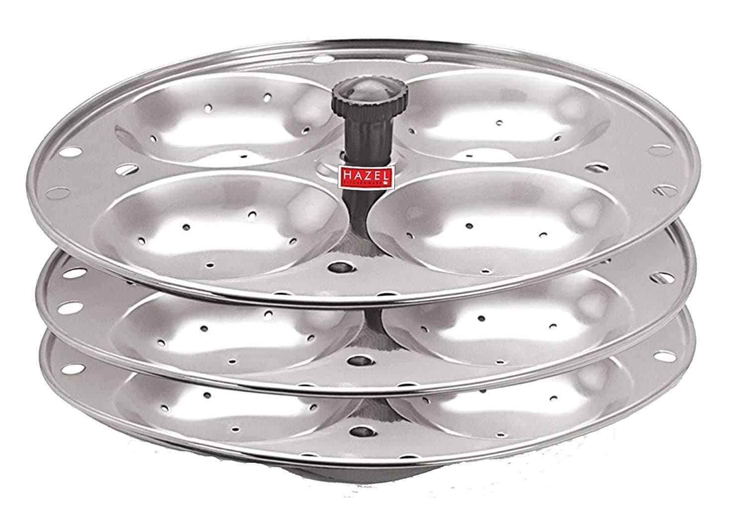 HAZEL Idli Stand Stainless Steel | 3-Rack Idli Plates for 12 Pieces Regular Size Idli Preparation | Supreme Quality Food Grade Idli Stand