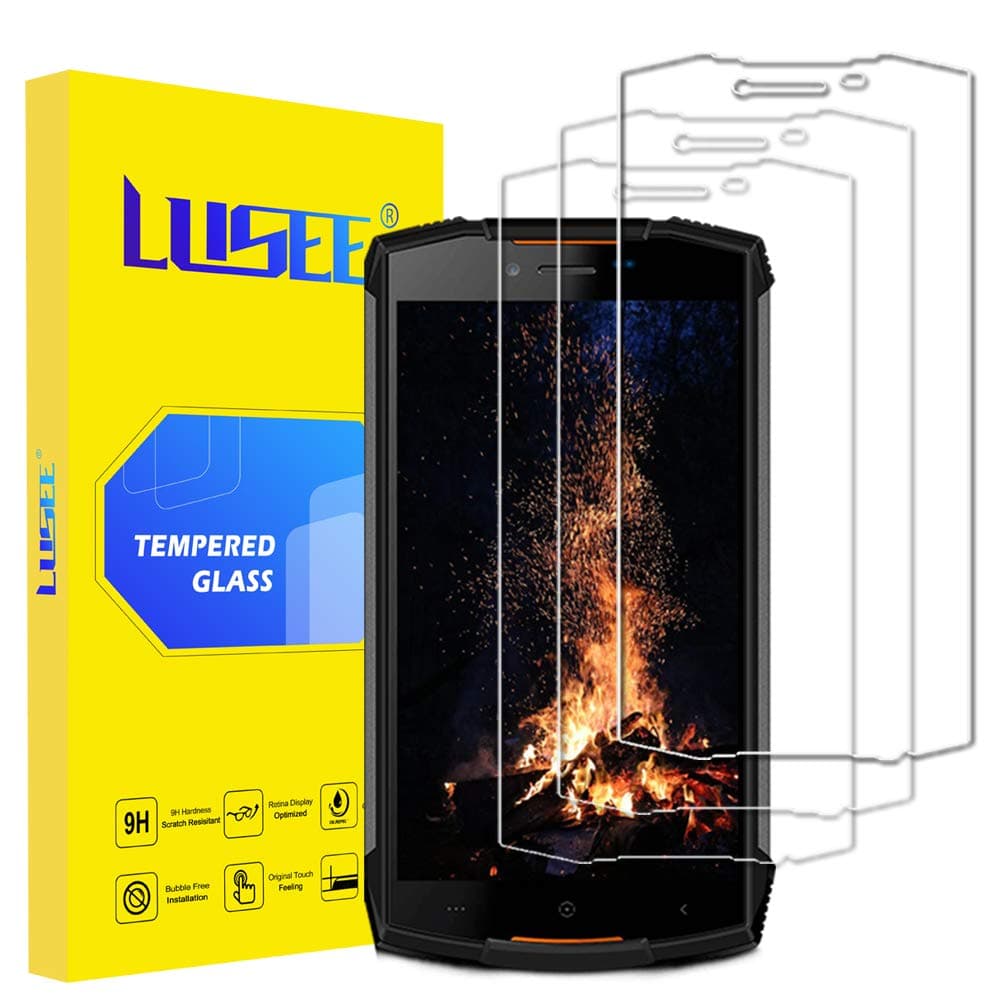 Lusee 2 x Pack Tempered Glass for Doogee S55 5.5 Inch Screen Protector Hardglass Display Film (only cover the flat portion)