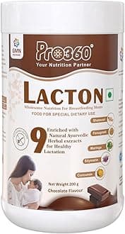 Pro360 Lacton Protein Powder for Breastfeeding, Lactating Women - Lactation Support Supplement for Mother with Herbal Extracts - Helps to Increase Breast Milk Supply - Chocolate Flavor, 200g