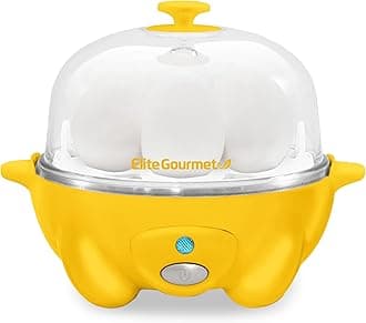 Elite Gourmet Easy Electric 7 Egg Capacity Soft, Medium, Hard-Boiled Cooker Poacher, Scrambled, Omelet Maker with Auto Shut-Off and Buzzer, BPA Free