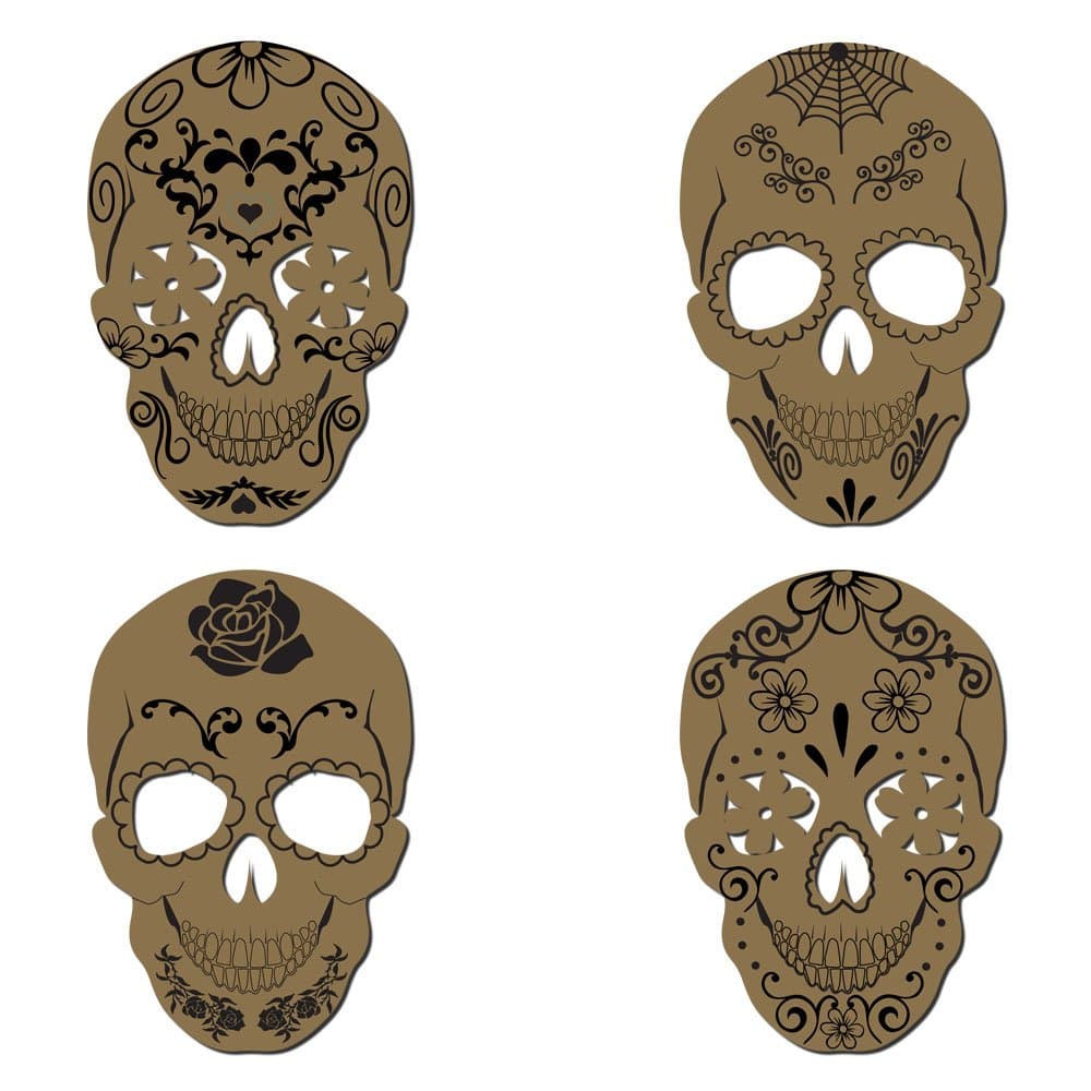 Sugar Skulls - Laser Cut Chipboard - 4 Piece Set