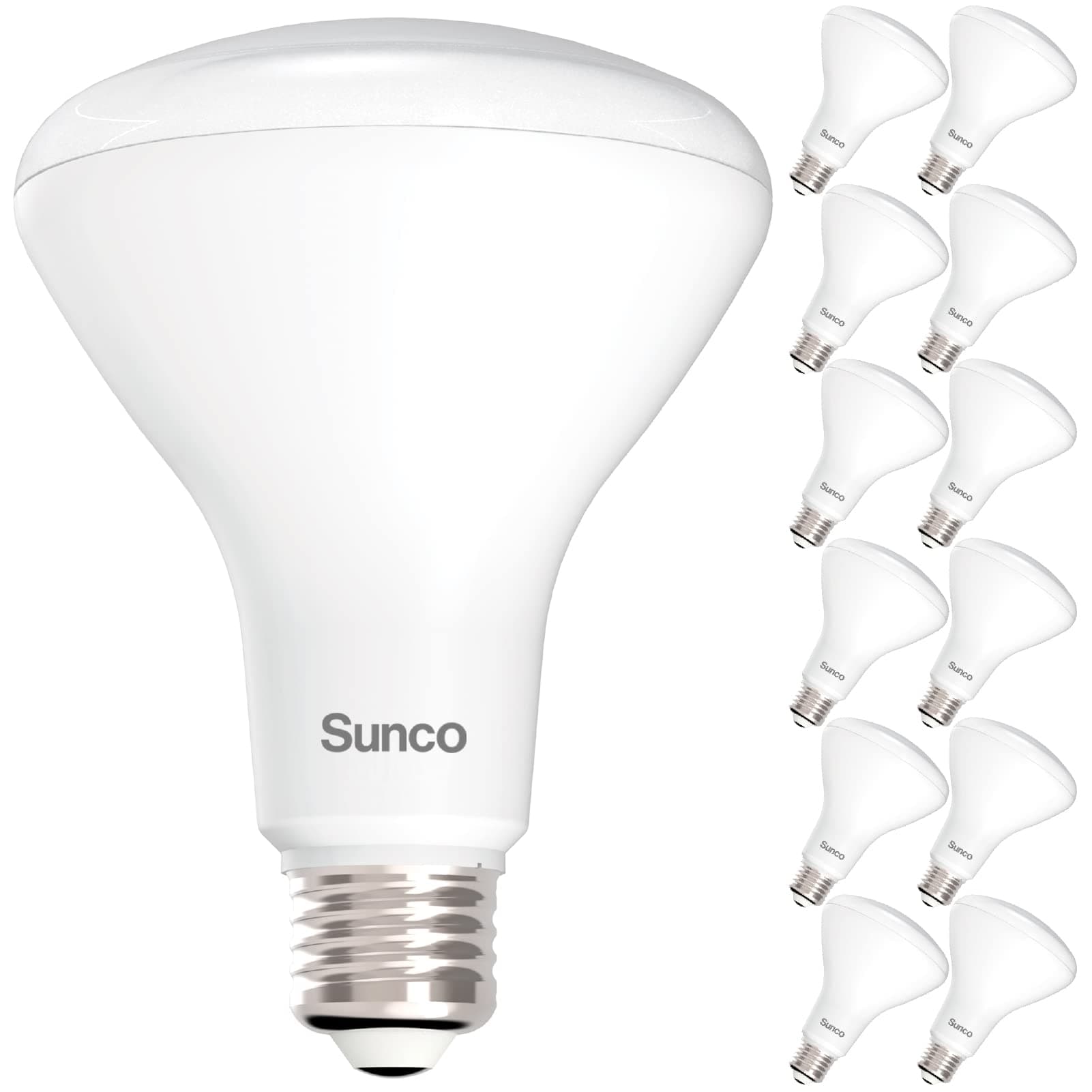 - Sunco 12 Pack BR30 Light Bulbs LED, Recessed Can Light Bulbs, Indoor Flood Bulb, 850 LM, 11W (65W Equivalent), 2700K Soft White, Dimmable, E26 Base, for Home, Kitchen, Bedroom UL