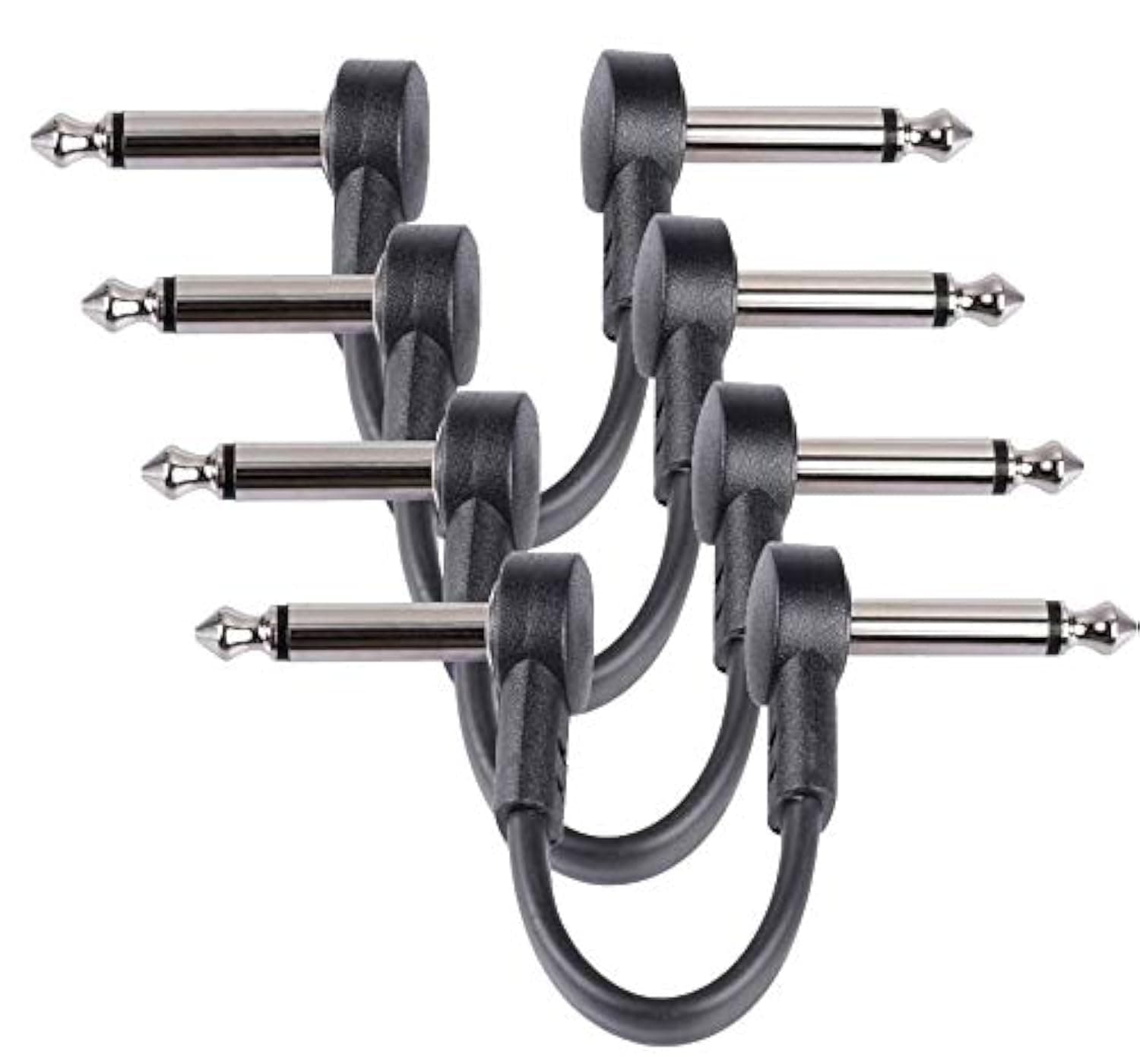 6 Inch Guitar Patch Cable Black Guitar Effect Pedal Noiseless Cables (4-Pack)