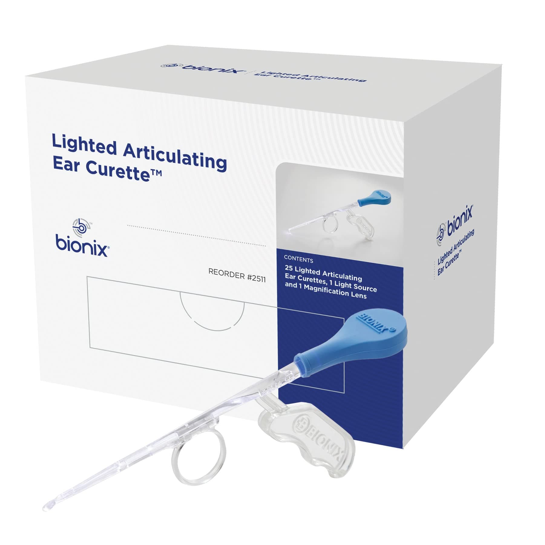 Lighted Articulating Ear Curette, Earwax Removal Tool, Helps Remove Excess Wax & Foreign Objects, Convenient, Easy to Use, Ideal for Healthcare Professionals (25 Count)