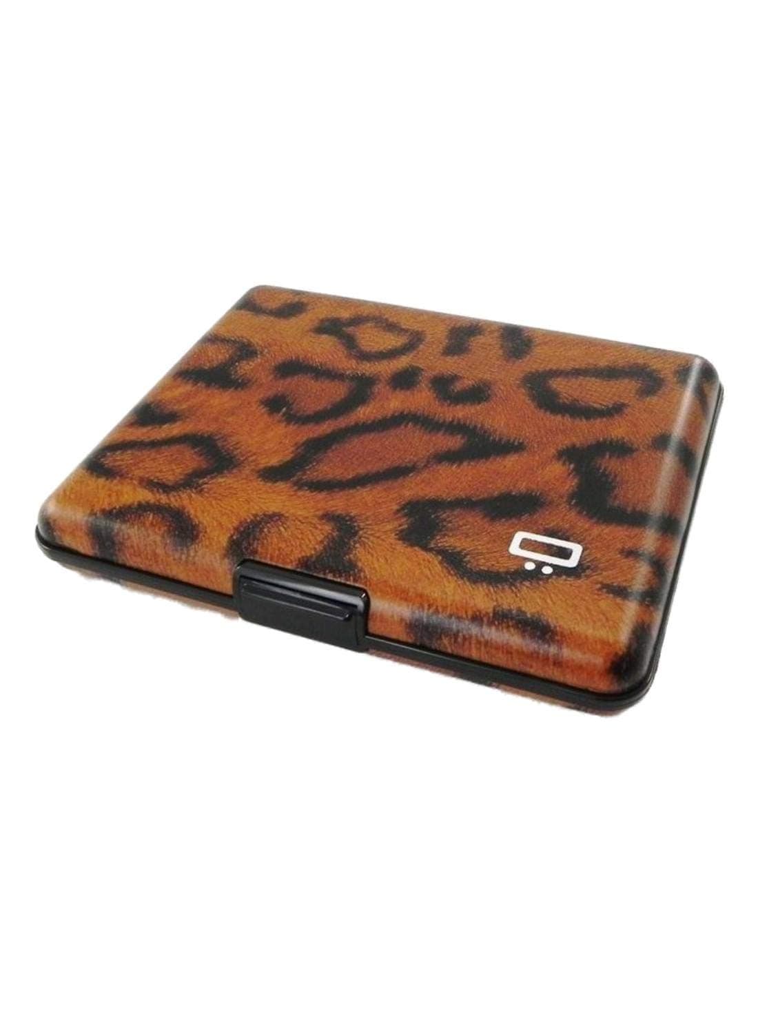 Ogon Designs Large Aluminum Wallet RFID Blocking Card Case Leopard Black 6AH WT