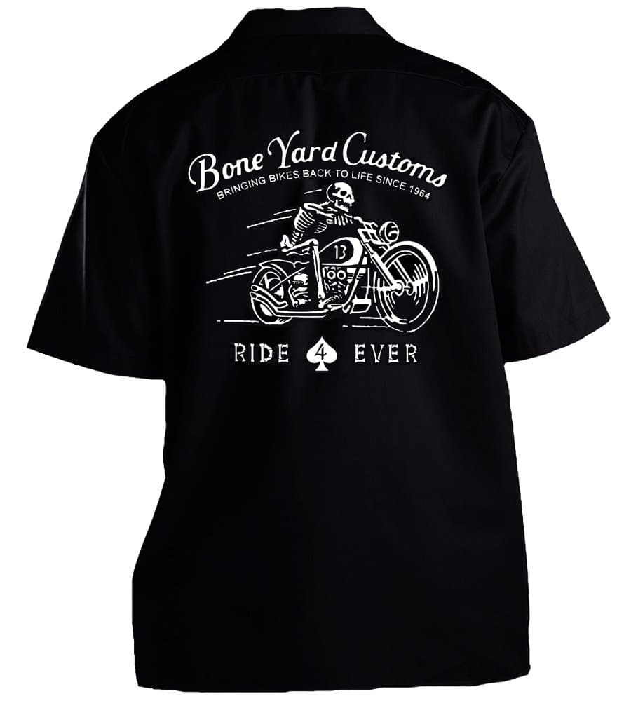 GearHead Biker Motorcycle Bone Yard Customes Work Shirt