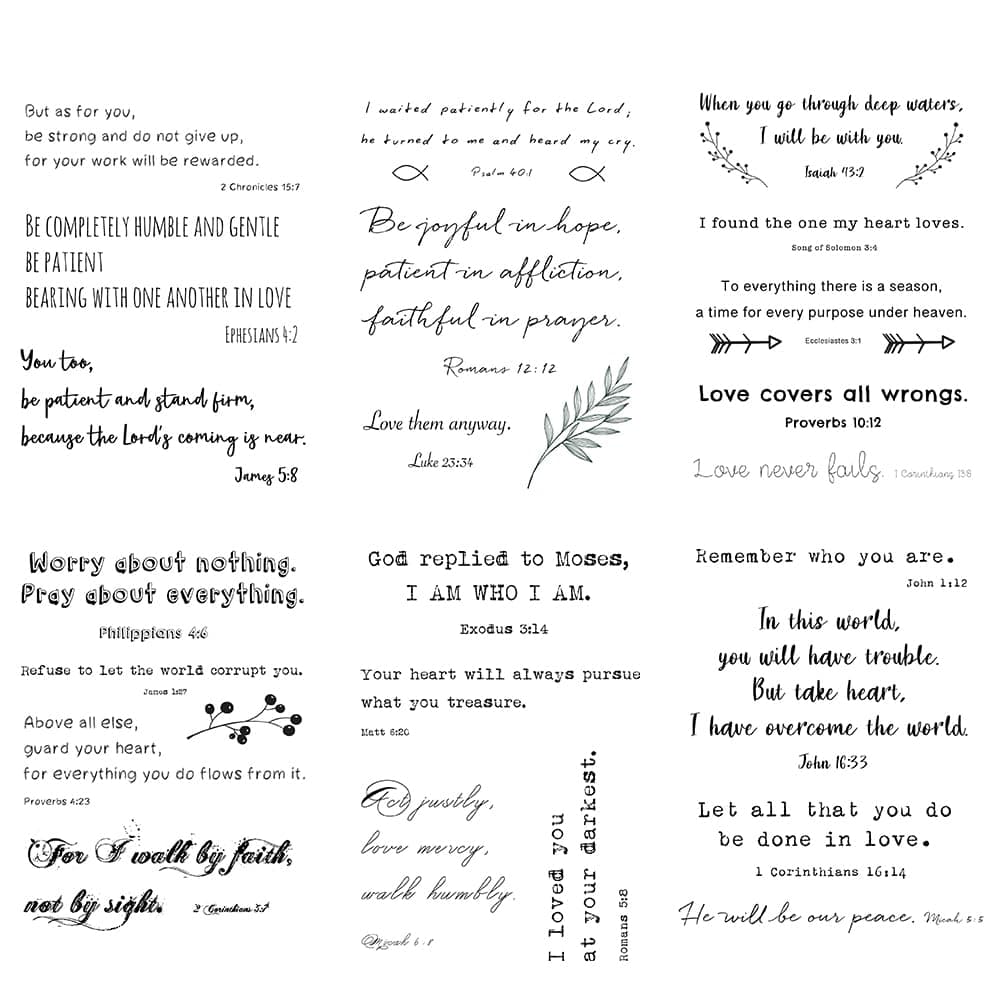 Everjoy 60+ Designs Inspirational Christian Quotes Bible Verses Scriptures Temporary Tattoos