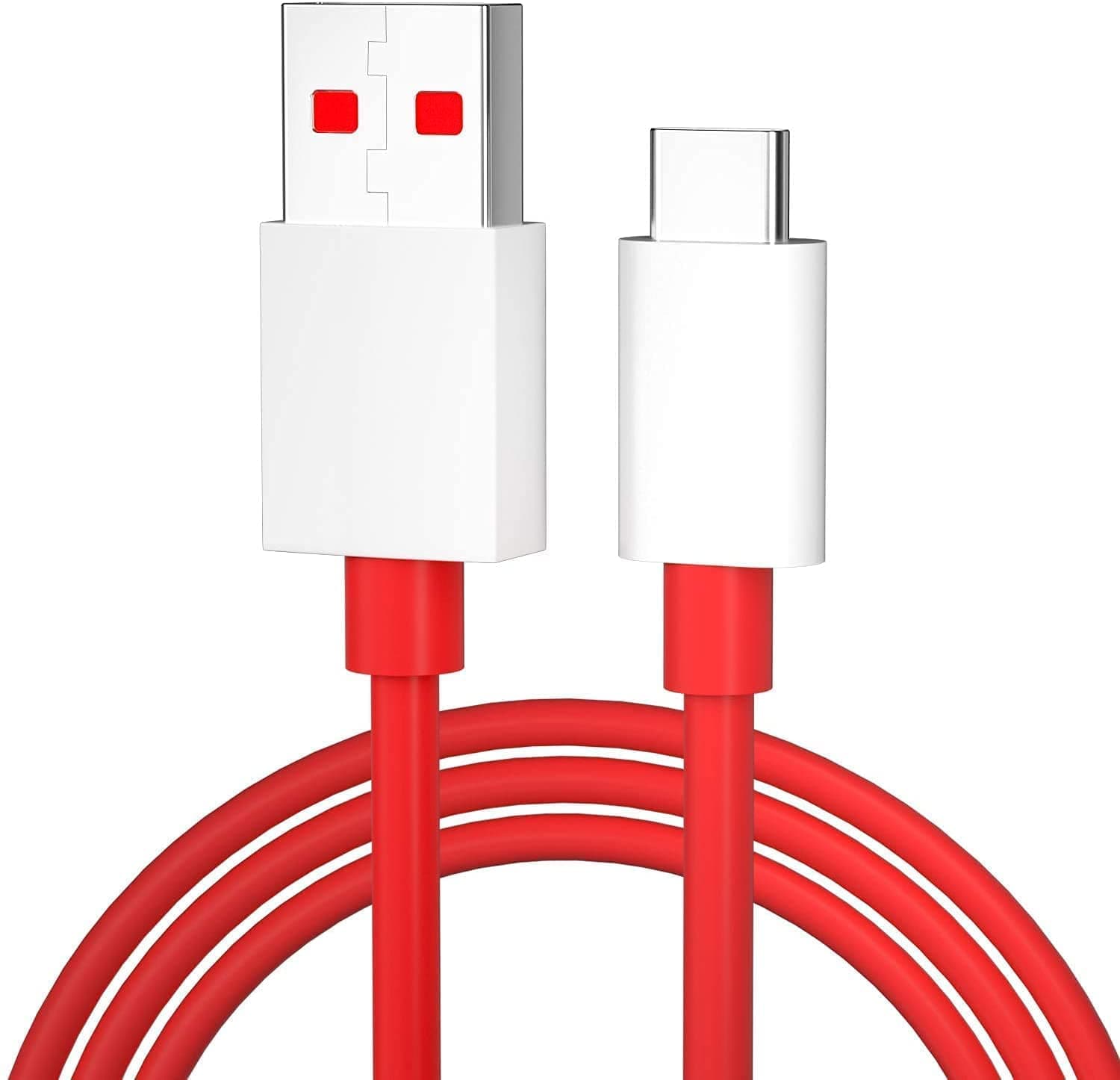 Techgadget 65W Dash Warp Charging Super Vooc USB A To Type C Data Sync Fast Charging Cable For One Plus 3 /3T /5 /5T /6 /6T /7 /7T /7 Pro & For All Type-C Devices - 1 Meter, Red