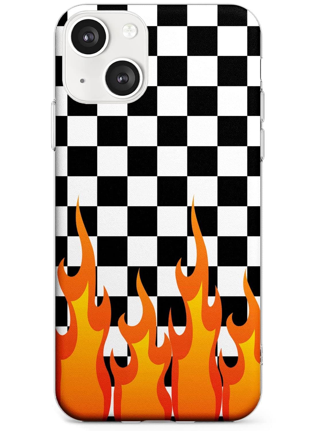 Designer Checkered Fire Slim Phone Case for iPhone 13 TPU Protective Light Strong Cover with Pattern Check Fire Flames