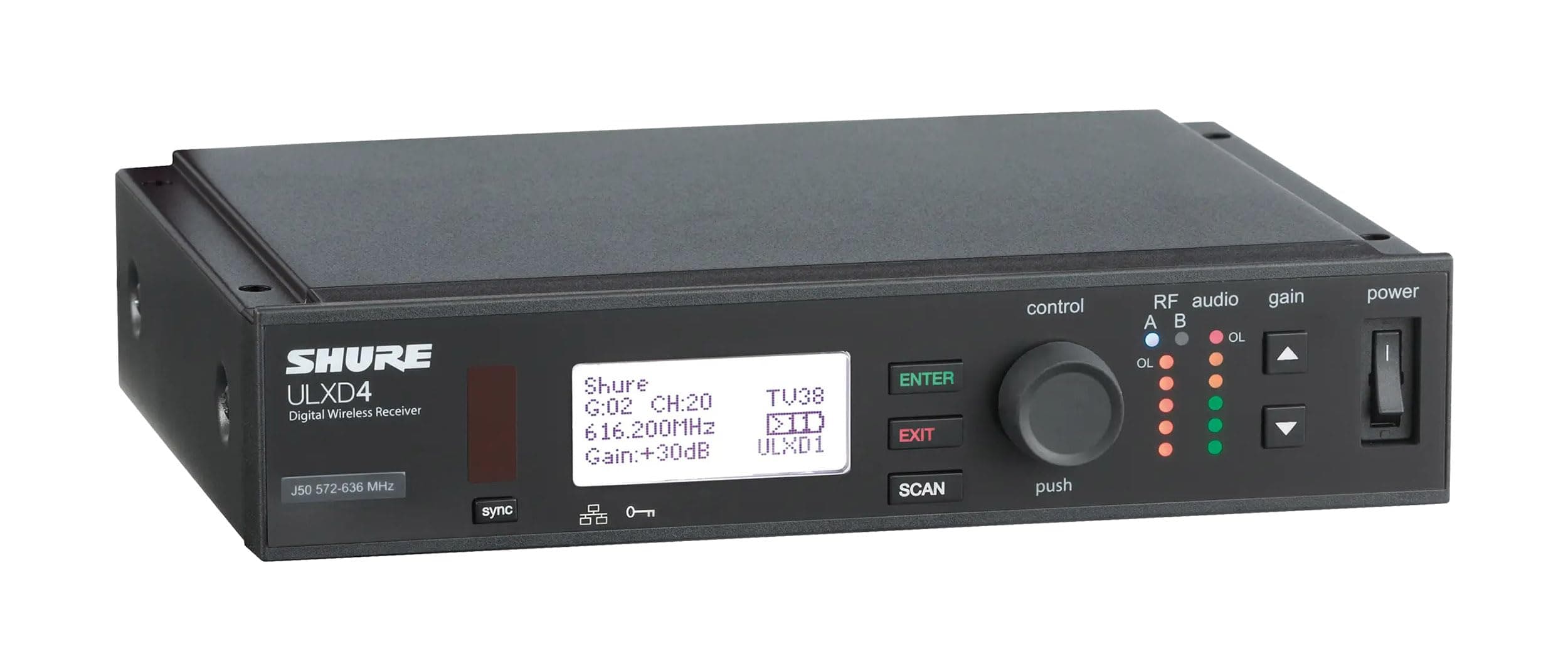 Shure ULXD4 Single Channel Receiver - for use with ULX-D Digital Wireless Microphone Systems, Transmitter Sold Separately | H50 Band (ULXD4=-H50)