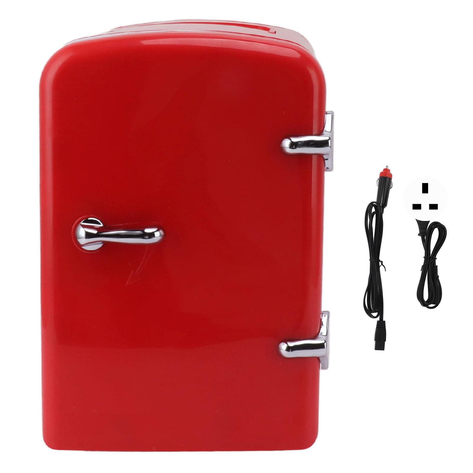 Mini Portable Compact Fridge, 4 Liter Capacity with Cooling And Warming Design, Freon- & Eco Friendly, Includes Plugs for Home Outlet & 12V Car (Red)