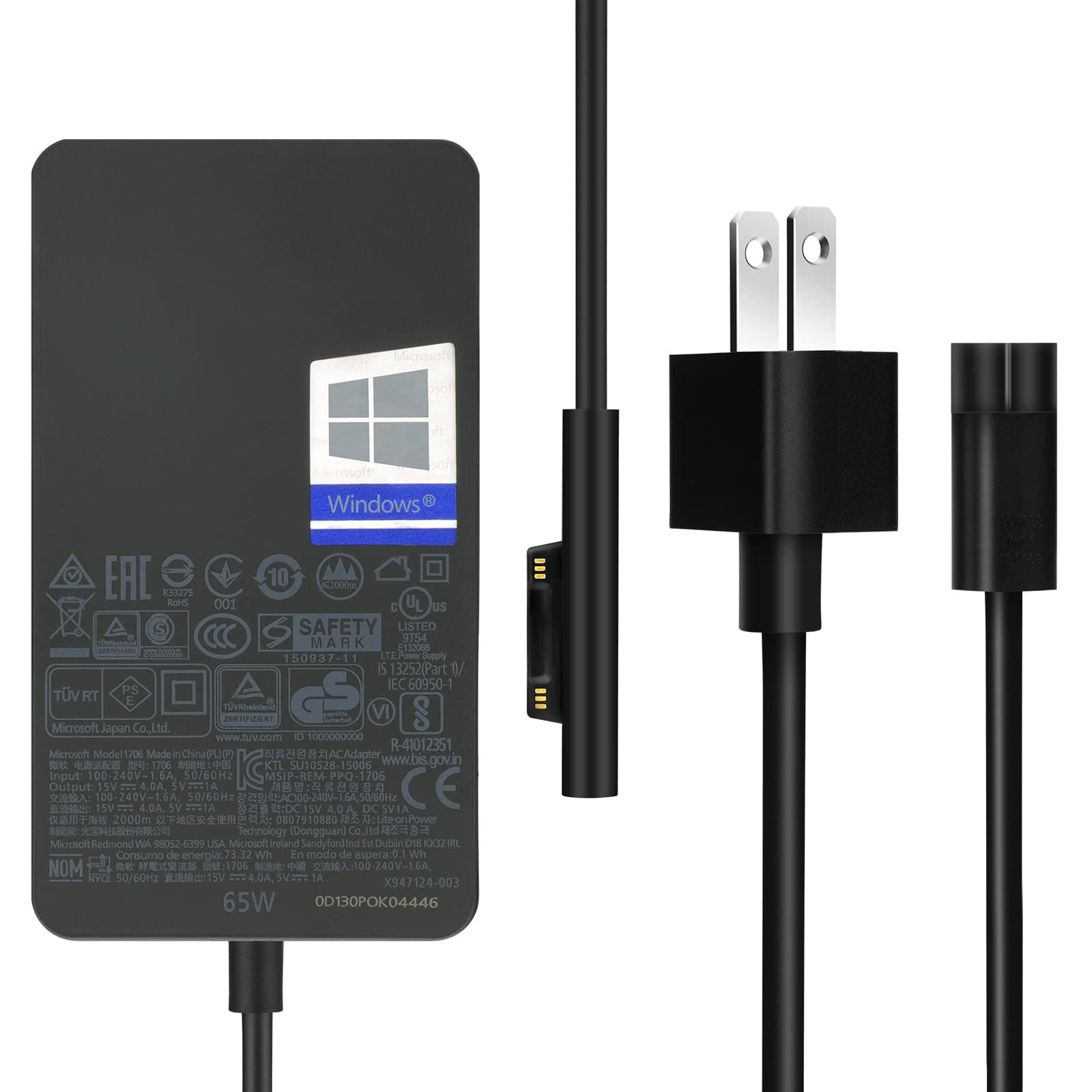 65W Charger Fit for Microsoft Surface Pro 6 5 4 X Laptop Adapter Power