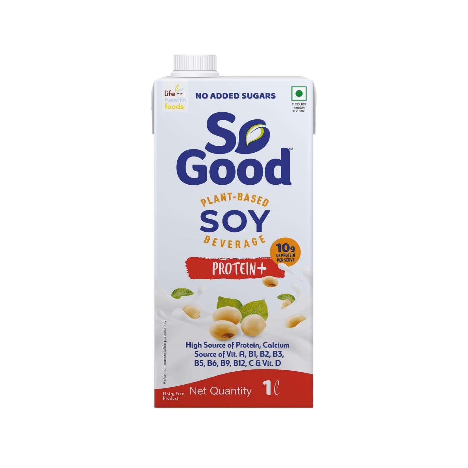 So Good High Protein Soy Plant Based Beverage 1ltr Plant Protein | Lactose Free | Gluten Free | No Preservatives | Zero Cholesterol | Dairy Free |NON GMO Soybean | Source of Calcium & Vitamins