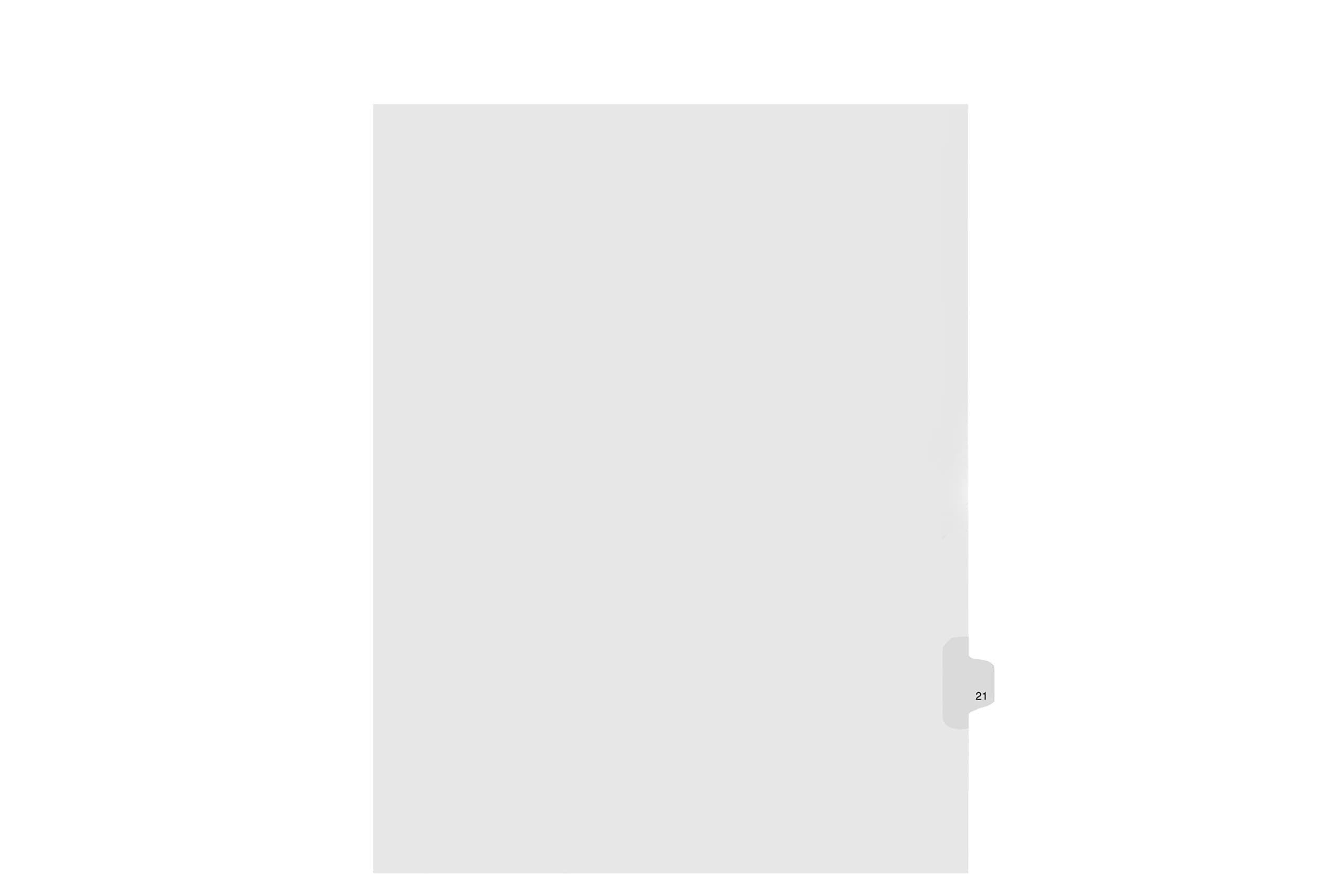 Kleer-Fax Letter Size Individually Numbered 1/25th Cut Side Tab Index Dividers, 25 Sheets per Pack, White, Number 21 (91021)