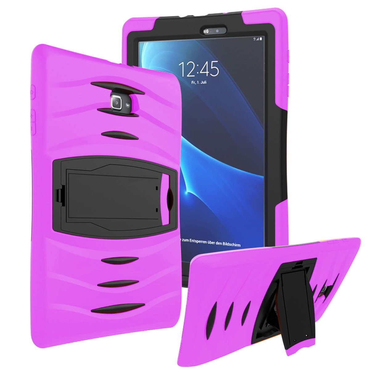 KIQ Armor Series for Samsung Galaxy Tab E 9.6 Case Thick Protective Kickstand Case for Samsung Galaxy Tab E Case SM-T560 2015 (SM-T560/T561/T565/T567) - Hot Pink