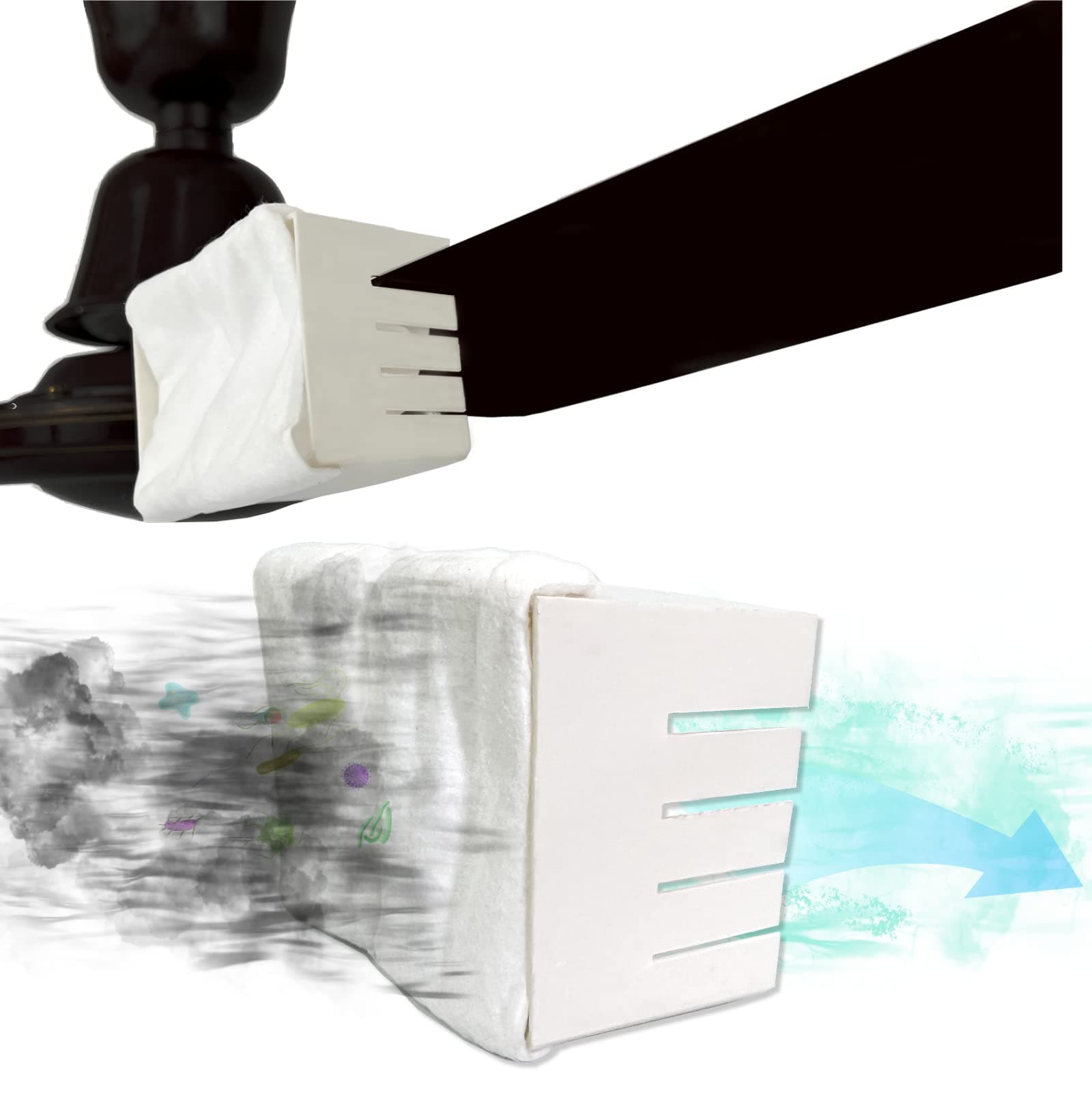 Dirt Eater Fan Mounted Advanced High Efficiency Air Purifier For Home, Set Of 3, Multicolor