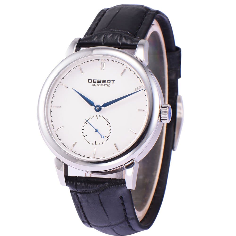 40mm Debert Sapphire Glass Analog Display Leather Strap Automatic Mens Watch
