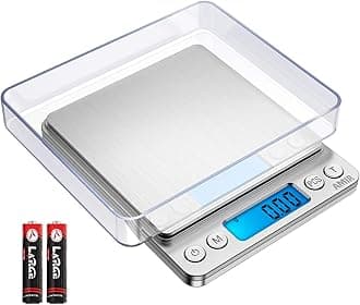 AMIR Digital Pocket Scales, (500g/ 0.01g) High-precision Kitchen Food Scales, Jewelry Scales, Pro Scales with Back-Lit LCD Display, Tare and PCS Features, Stainless Steel, Batteries Included