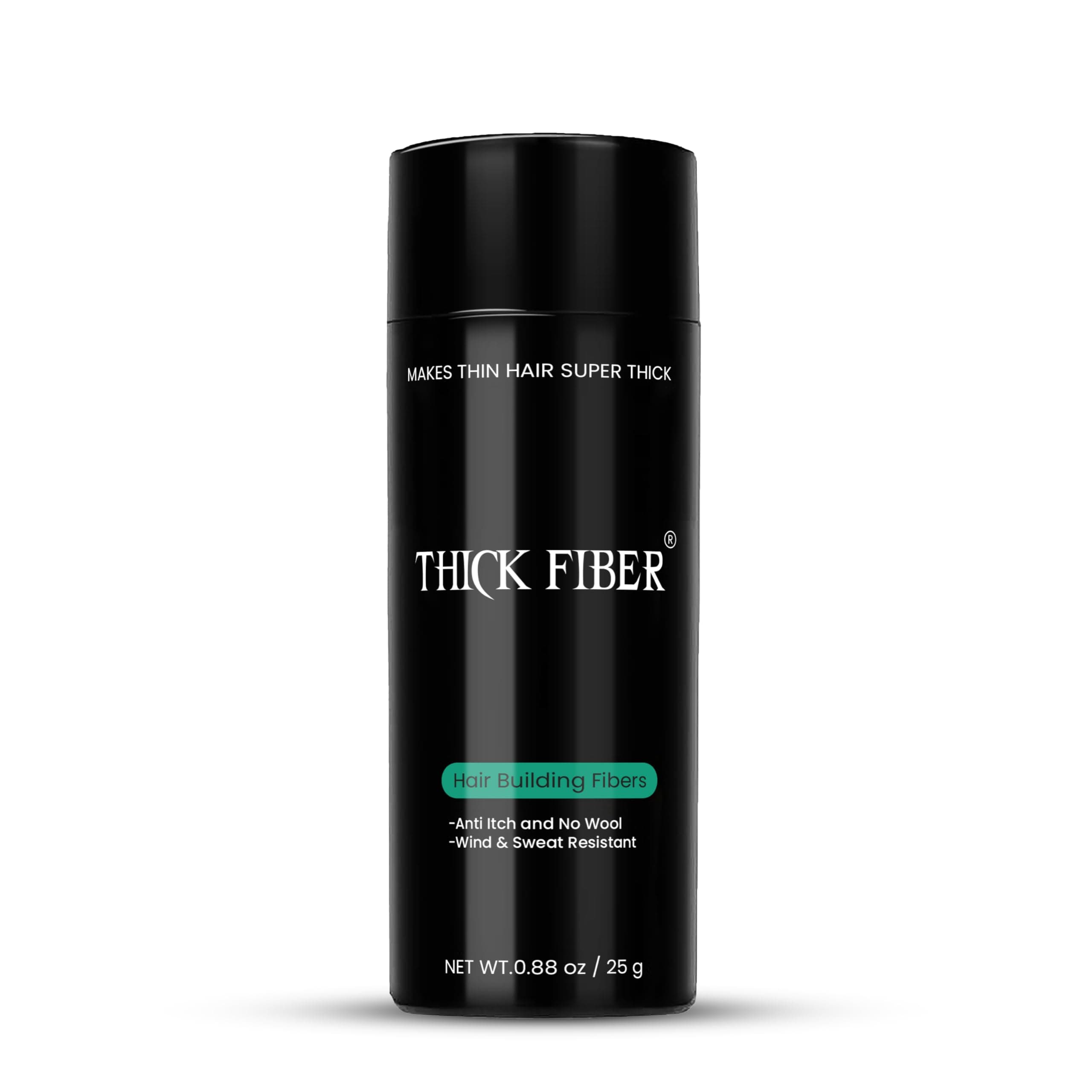 THICK FIBER - Hair Fibers for Thinning Hair (Black) 25g Bottle, Hair Loss concealer for Men & Women