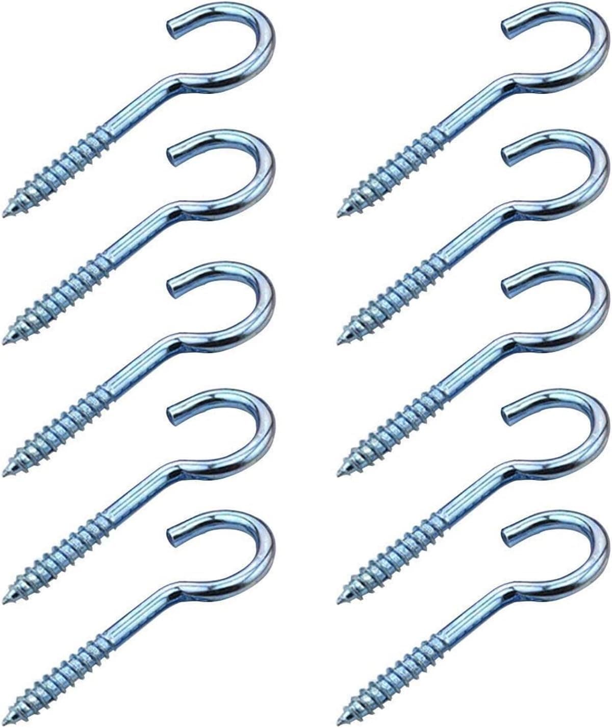 Biella™ 10Pcs Screw-in Hook – GI Self-Tapping Screw Hooks - Open Eye Hooks for Home, Hanging Plants,Office,Outdoor Use, Lighting Hook Racks etc (4mm)