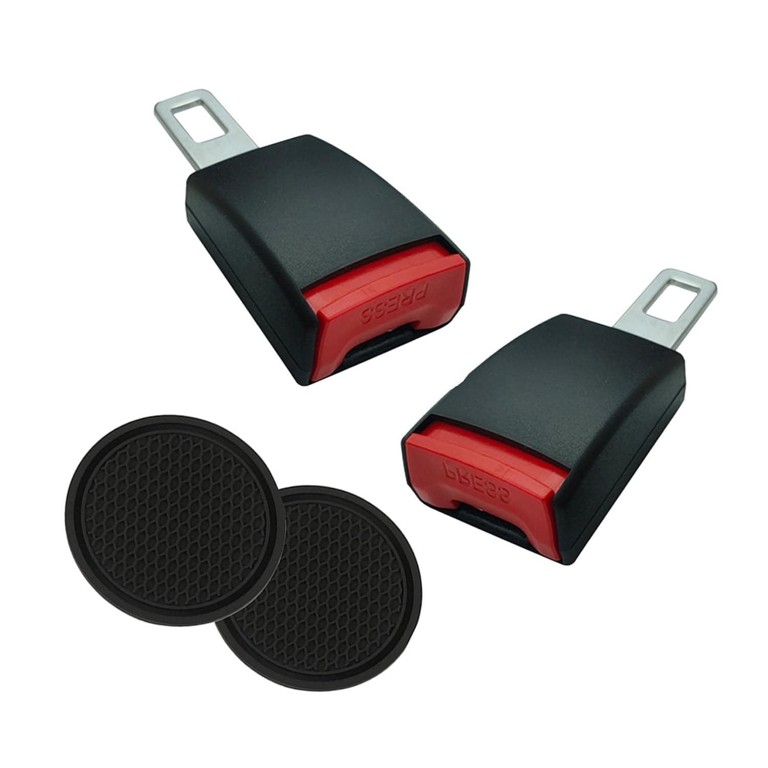 Belt Extender Button, Adjustable Drink Holder for Vehicles, Red and Chrome (Style Ⅵ)